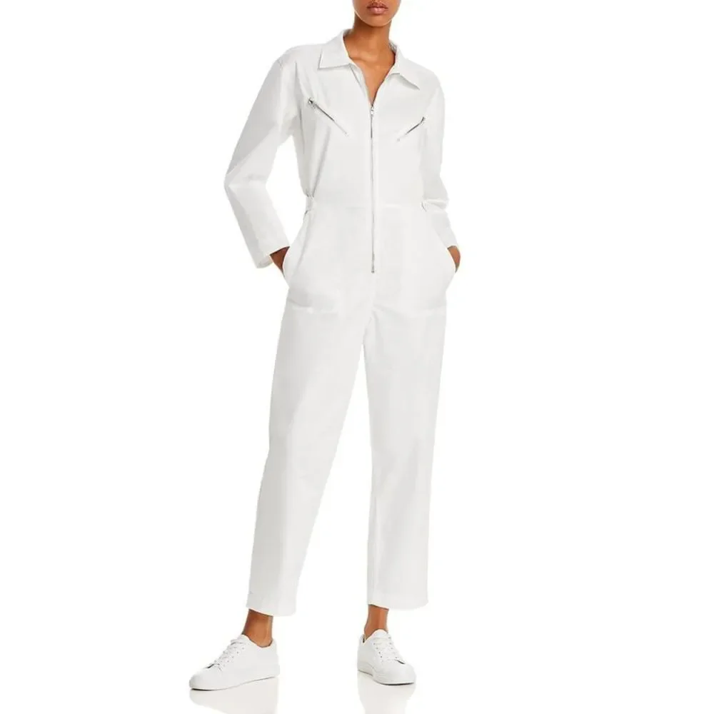 Sunset & Spring Womens White Boilersuit Cotton Casual Jumpsuit NWT